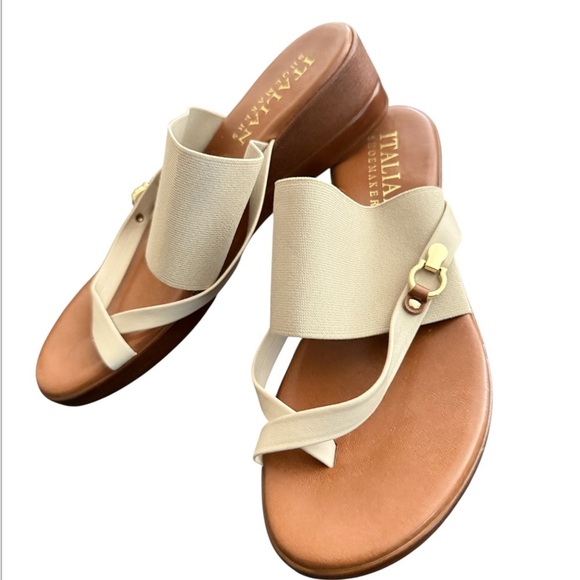 Italian Shoemakers Women's Tan and Cream Sandals - Picture 1 of 4